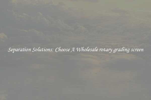 Separation Solutions: Choose A Wholesale rotary grading screen
