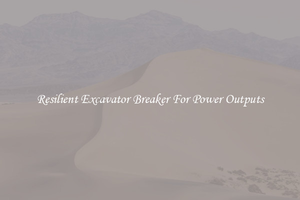 Resilient Excavator Breaker For Power Outputs